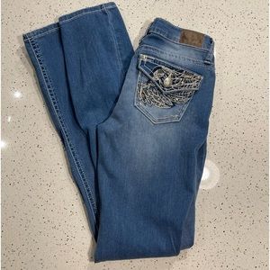 low rise embroidered bootcut jeans
